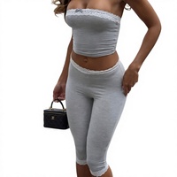 STITCHMODE Ensemble 2 pièces sexy pour femme avec logo personnalisé OEM, veste zippée à nœud et bordure en dentelle, short rayé pour l'été