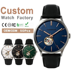 Reloj Automático Miyota 82S0 de Alta Calidad con Logotipo Personalizado OEM, Relojes Mecánicos Esqueletizados con Cristal de Zafiro y Correa de Cuero Genuino para Hombre - Product Image 1