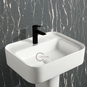Lavabo colonne mini blanc brillant de luxe, à poser, monotrou, pour hôtels et maisons, idéal pour studios et micro-appartements - Product Image 2