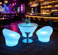 Ensemble de bar moderne lumineux à LED étanche, table et chaises, mobilier de salon en plastique lumineux pour jardin et fêtes en plein air
