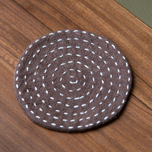 Tapis à thé en ramie fait main, gris, rond, isolant thermique pour service à thé Kung Fu - Product Image 5