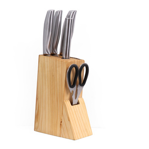 Shoppingsun Wooden Knife Block Set 6pcs kitchen knife set for gift box knife holder and scissors