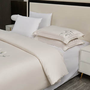 غطاء لحاف من القطن الخالص 100٪ بلون واحد من ألينهوم، طقم غطاء لحاف مطرز عالي الجودة بمقاس كوين، تصنيع حسب الطلب - Product Image 2