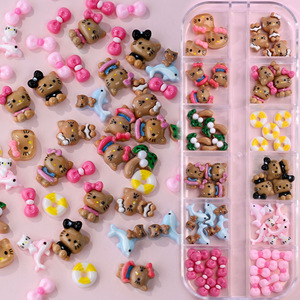 23 Estilos Disponibles, Caja de 12 Compartimentos con Surtido de Dijes de Resina de Dibujos Animados, Diseño de Gato con Lazo, Accesorios para Decoración de <span class=keywords><strong>Uñas</strong></span> DIY - Product Image 3