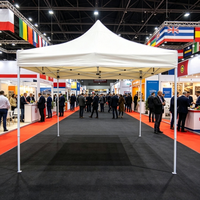 Auvent pliable robuste 3x3m imperméable avec structure en acier thermolaqué pour salons professionnels et expositions