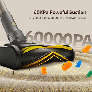 Aspirateur balai sans fil 600W 60KPA, 65 minutes d'autonomie, écran tactile, autoportant, 180° °   Brosse anti-emmêlement à plat pour tous types de sols, poils d'animaux - Product Image 4