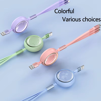 Câble de charge rapide USB rétractable 3-en-1 en gros, cordon de chargeur multiple 100W couleur macaron, cadeau personnalisé avec logo pour promotion