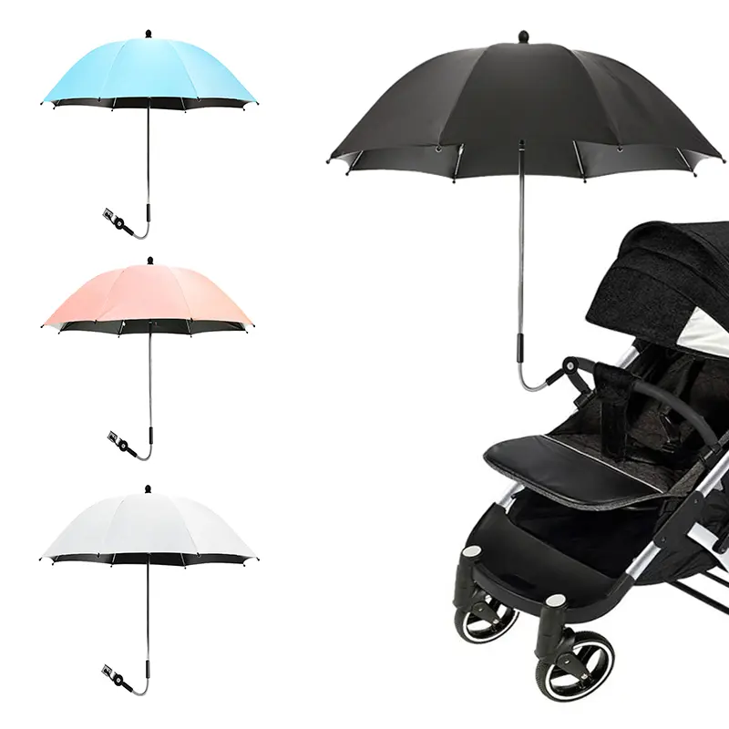 Pare-soleil en acier, mini pince portable bleue, poussette de bébé, parapluie de buggy, vente en gros