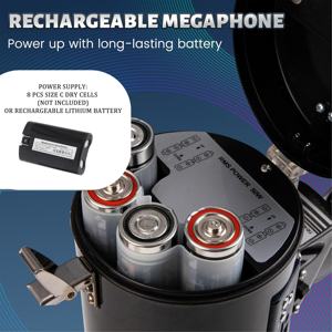 50W उच्च शक्ति रिचार्जेबल के लिए ER-66S यूएसबी पोर्टेबल मेगाफोन को अंतर्निहित सीरेन एलईडी लाइट रिकॉर्डिंग के साथ लाउडस्पीकर - Product Image 6