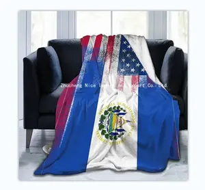 美国萨尔瓦多国旗保暖扔毯50 x 60英寸冬季家居装饰法兰绒毯