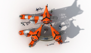 Attrezzatura da gioco per esterni 3-in-1 per bambini, in plastica e metallo resistente, arancione, anticorrosione, per parchi pubblici, con scivolo, altalena e struttura per arrampicata. - Product Image 3