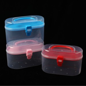 Transparent Plastic Storage <b>Box</b> With Lid And Handle For <b>Makeup</b> Jewelry Hair Accessories Daily Use Organizers - Product Image 1