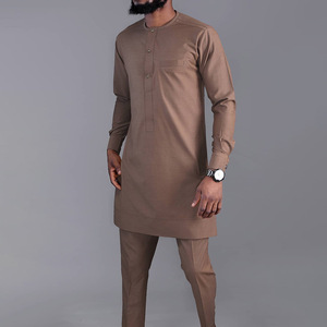 <span class=keywords><strong>Ensemble</strong></span> <span class=keywords><strong>Homme</strong></span> Grande Taille <span class=keywords><strong>Africain</strong></span> Costume Brodé Manches Longues Chemises et Pantalons Couleur Unie Tenues Formelles Printemps 2 Pièces - Product Image 4