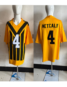 Maillot de football américain à manches courtes, personnalisé avec le nom et le numéro du joueur, respirant et à séchage rapide, jaune Pittsburgh - Product Image 2