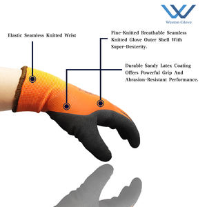 Grosir sarung tangan kerja dilapisi lateks kerut Anti selip sarung tangan kuat sarung tangan kerja berlapis lateks keselamatan industri - Product Image 3