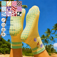 Chaussettes de yoga Jacquard à volants en coton peigné personnalisées New East avec grip antidérapant pour le yoga, le Pilates et le ballet