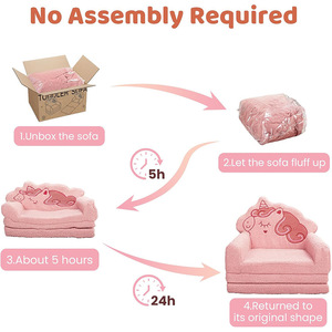 Canapé-lit en peluche pour enfants avec accoudoirs, tissu en mousse à haute élasticité, coussin doux pour enfants de 2 à 4 ans, lecture et jeux - Product Image 2