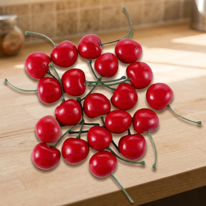 Vente en gros de cerises artificielles YIGETREE, fausses cerises rouges et noires, modèle en plastique écologique, 2 cm, décoration pour la maison, la cuisine et les fêtes - Product Image 3