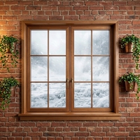Ventanas Plegables Modernas de Madera Resistentes a las Heladas, Vidrio Templado, Diseño de Persiana de Acero Inoxidable para Frío Extremo, Dormitorio, Cocina