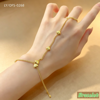 Bijoux élégants à la mode, plaqué or, acier inoxydable 304/316, bracelet carré en zircon, bague, chaîne de doigt pour femme, cadeau