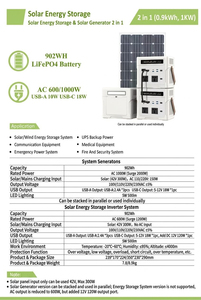 Outdoor Portable Station <b>Solar</b> <b>Generator</b> 902Wh MPPT Charging LED Display Pure Sine Wave Home - Product Image 3
