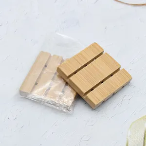 Großhandel benutzer definierte 6*6cm umwelt freundliche Bambus Holz Seife Fall natürliche Mini quadratische Bar Seifens chale Halter