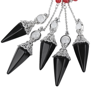 Péndulo colgante de cristal de Chakra Popular, Péndulo de amatista con cuentas coloridas, Péndulo de cono Hexagonal de piedras naturales - Product Image 5