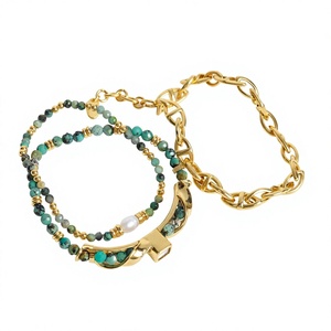 Pulsera de Perlas de Agua Dulce Turquesa con Cuentas, Joyería Geométrica de Piedra Natural con Baño de Oro para Fiesta - Product Image 3