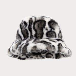 Chapeau Bob en Peluche Automne-Hiver Tendance Nouveau Motif Léopard Chapeau Seau Épais pour l'Extérieur - Product Image 6