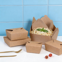 Boîte en papier kraft carrée de luxe biodégradable et recyclable de 32 oz, conteneur jetable pour la restauration rapide à emporter pour restaurants et fêtes