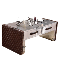 Table basse à double tiroir de style industriel Bar à cigares Rivet en aluminium Casier à vin Mobilier personnalisé pour hôtels Clubs Café