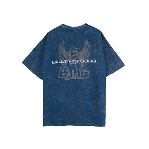 Ropa de calle de peso pesado Camiseta lavada con logotipo e imagen Camisetas de algodón de gran tamaño personalizadas para hombres Camisetas estampadas para hombres - Product Image 2