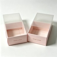 Boîtes en papier roses personnalisées à 6 compartiments pour emporter, boîtes d'emballage pour pâtisserie, chocolat, boulangerie, avec un dessus transparent
