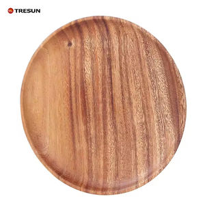 Bandeja Personalizable de Madera de Acacia, Plato Redondo de Madera Maciza Japonesa para Frutas, Utensilios de Cocina y Vajilla de Mármol para Envasado de Alimentos - Product Image 5