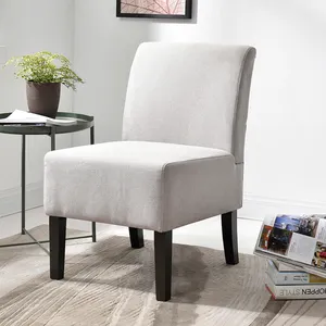 時折の声明の椅子無垢材フレーム生地のリビングルームの家具装飾的な白い茶色のアクセントの椅子