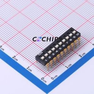 YDD10H2 DIP Switch Through hole Component (THT) Switch 10 2.54mm Black - Product Image 1