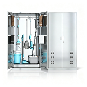 <span class=keywords><strong>Armoire</strong></span> de nettoyage double <span class=keywords><strong>porte</strong></span> en acier inoxydable 1800*900*400mm, ventilée, pour rangement de balais et serpillères, idéale pour usage commercial, scolaire et salle de bain - Product Image 1