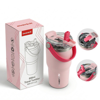 Gobelet de voyage isotherme en acier inoxydable avec logo personnalisé, 600 ml, 900 ml, à double paroi, avec poignée, anti-fuite