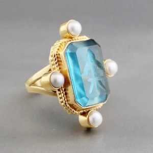 Anello in Acrilico Trasparente Stile Perla per Donne, Gioiello da Dito Vintage Elegante e alla Moda - Product Image 5