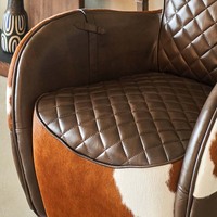 Fauteuil individuel vintage, style salon de cigares français, design moderne, revêtement en PU, mousse haute élasticité, pour salon de luxe