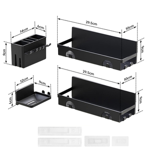 Set di 4 Mensole Angolari in Acciaio da Parete per Bagno, <span class=keywords><strong>Porta</strong></span> Sapone, Accessori per WC e Doccia - Product Image 3