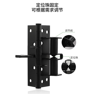 Bisagra de puerta oculta de 4 pulgadas con cierre automático por resorte para puertas y armarios de madera, diseño minimalista, hierro negro - Product Image 3