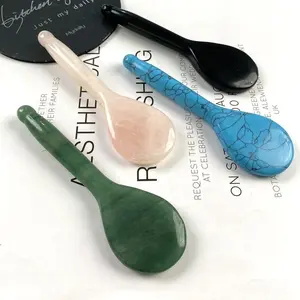 Jade löffel geformtes <span class=keywords><strong>Gua</strong></span> <span class=keywords><strong>Sha</strong></span> Werkzeug Natürlicher Rosenquarz stein Akupunktur stift für Gesichts hals Augen massage Schönheits produkt - Product Image 1