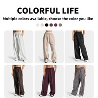 Pantalon de survêtement ample pour femme à imprimé léopard, taille élastique, avec passepoil blanc contrastant, décontracté, avec poches