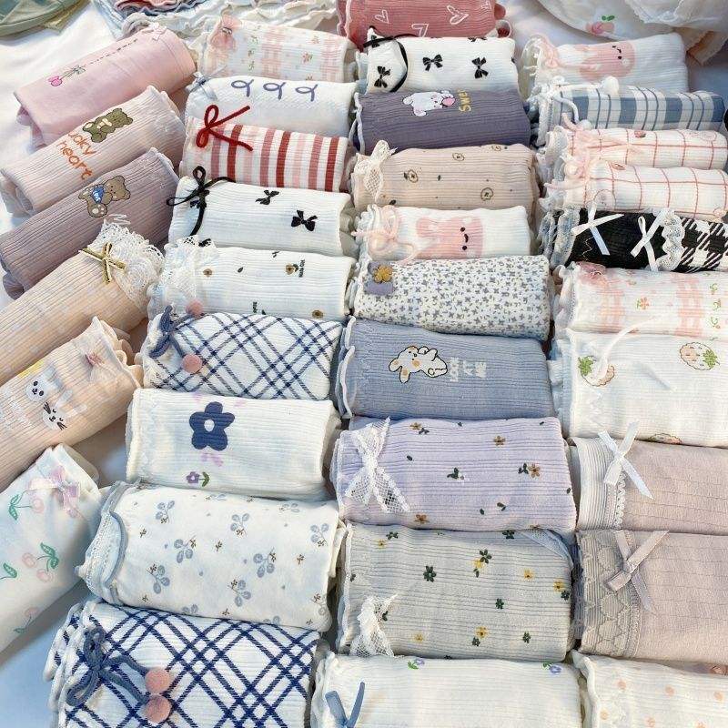 Women's Underwear Bulk Cheap Stock Underwear Women Lovely Japanese Cotton Anti-bacterial Mid-waist Briefs