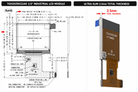 Modul LCD TFT Resolusi Tinggi TMK 2.0 Inci 480x360 IPS 500 Nits Antarmuka MIPI 24 PIN Layar Tertanam Industri