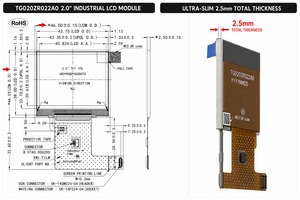 โมดูลจอแสดงผล TFT LCD ความละเอียดสูง TMK ขนาด 2.0 นิ้ว 480x360 IPS 500 นิต อินเทอร์เฟซ MIPI 24 พิน จอแสดงผลแบบฝังในสำหรับอุตสาหกรรม - Product Image 4