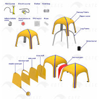 Tente d'événement gonflable CATC personnalisée avec logo, étanche, durable, certifiée CE, 3x3m, 4x4m, 5x5m, hermétique, promotion extérieure