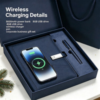 Ensemble cadeau d'entreprise personnalisé avec logo, mini bloc-notes à couverture rigide avec chargeur sans fil et stylo, haut de gamme, premium, exécutif