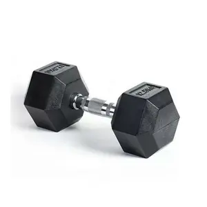 Hex Rubber Coated Dumbbell Fitness Equipment Body Building 15kg 40kg 50kg Durable Free Weights Dumbbell